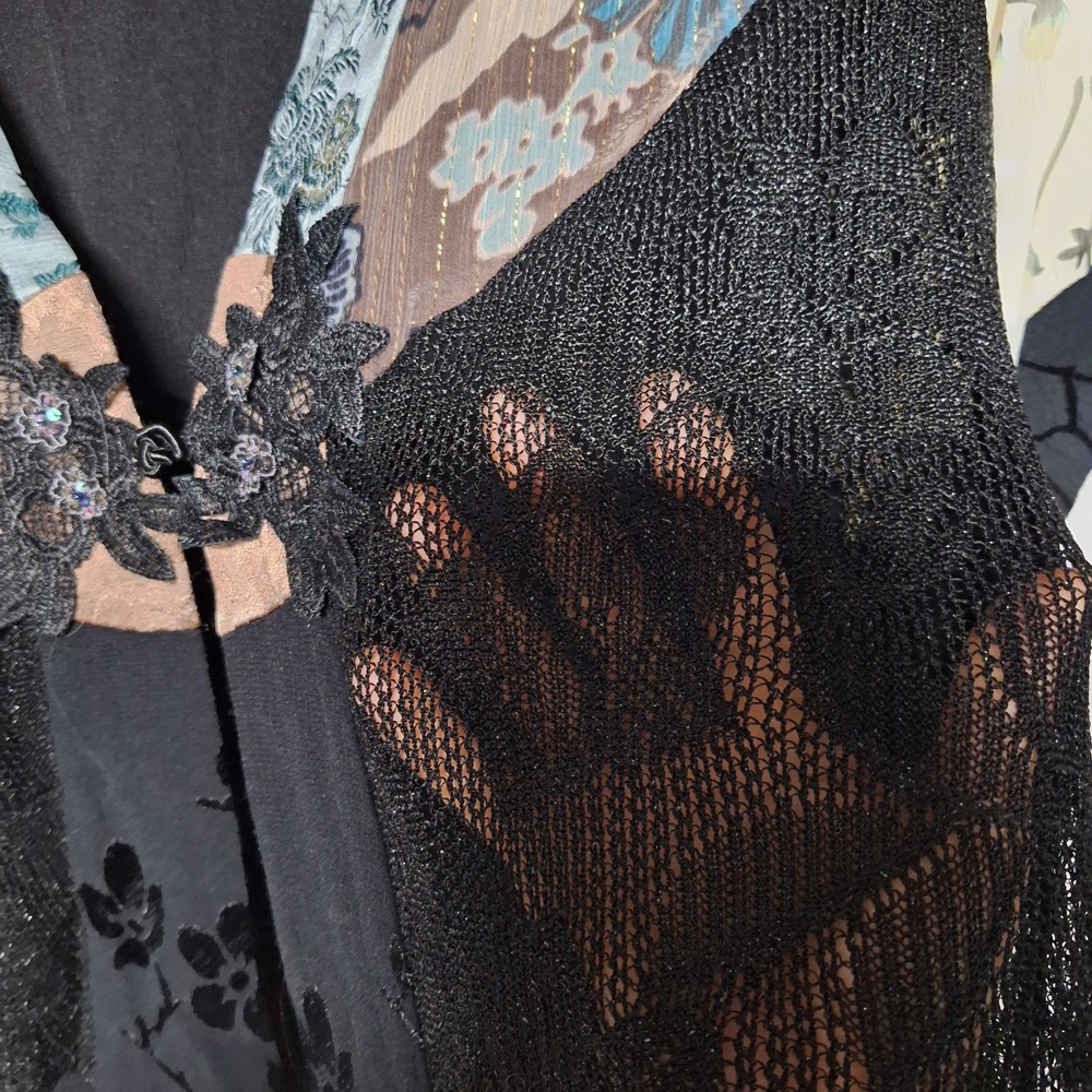 Artisan Crafted Floral Patchwork Blouse/ Cardigan - image 3